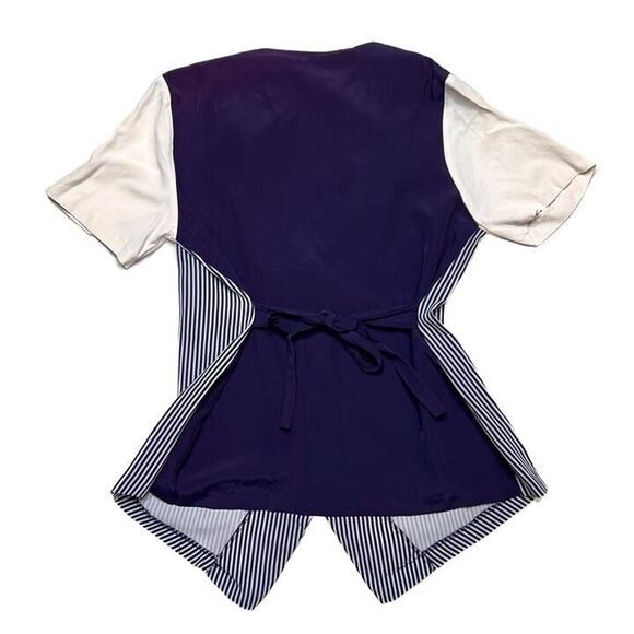 Nu Venture Vintage Layered Striped Shirt Vest Navy Formal Nautical 90s - Picture 8 of 11